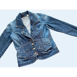 Vintage DKNY Y2K 2000s Denim Full Button Blazer Jacket Size Small